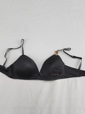 bebe girls Push Up Bra 30B Black Padded Underwire Adjustable Straps Bow